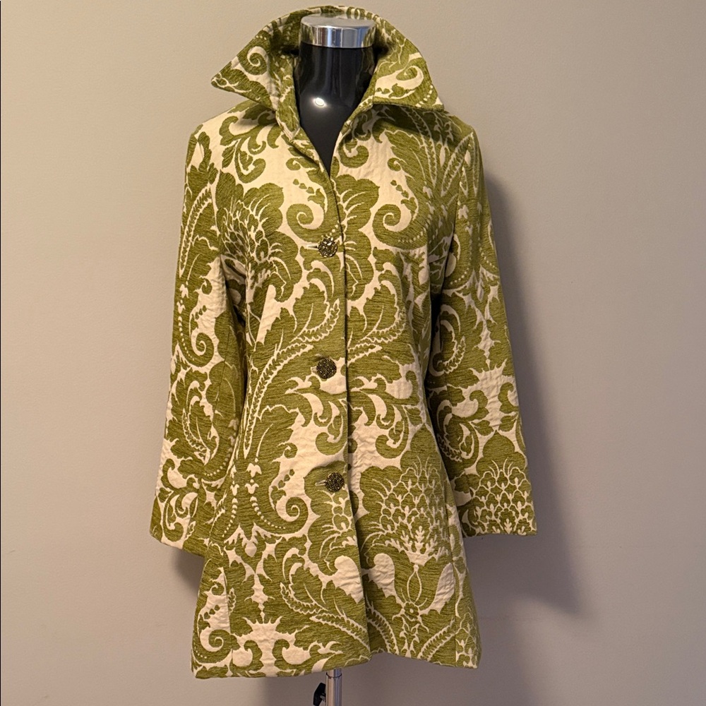 3 Sisters Olive Green Patterned Trench Coat